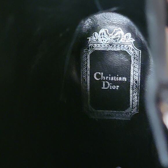 Christian Dior Stellar Black Leather Ankle Boots Studded CD Heel 39.5 9.5 - Picture 9 of 12